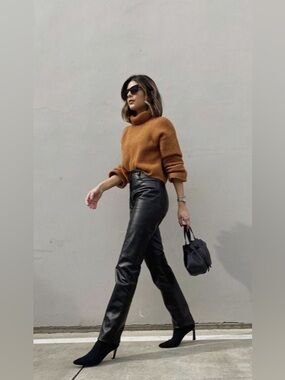 Vintage Croft & Barrow Black lined Lambskin Leather Pant 12